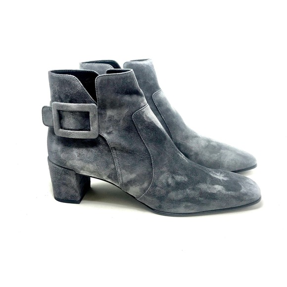 $1050 NIB Roger Vivier Paris Polly Dark Gray Bootie T.45 B sz 41.5 11.5B - Picture 2 of 10